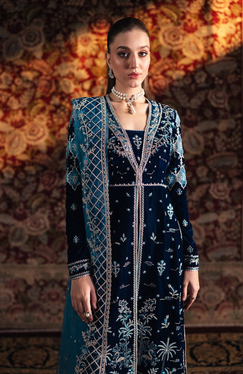 Qalamkar - Qalamkar Embroidered Velvet Suits Unstitched 3 Piece - Winter Collection - aubranz.com