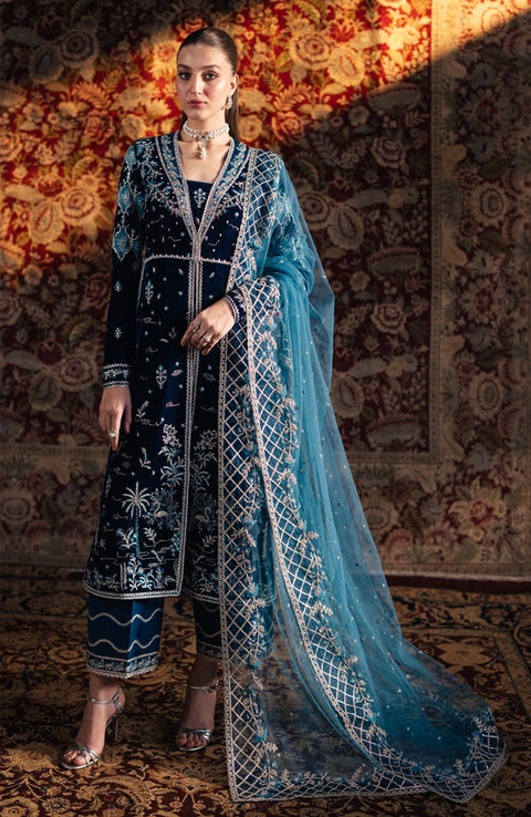 Qalamkar - Qalamkar Embroidered Velvet Suits Unstitched 3 Piece - Winter Collection - aubranz.com