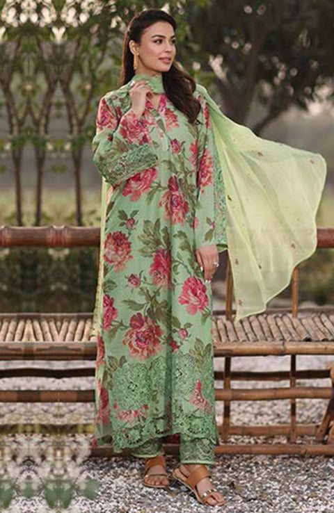 Manara - Vintage Flora By Manara Embroidered Lawn Suit Unstitched 3 Piece MNRVF24F 07 - Ohara - Summer Collection - aubranz.com