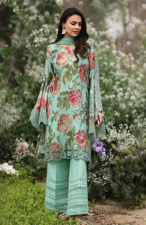 Manara - Vintage Flora By Manara Embroidered Lawn Suit Unstitched 3 Piece MNRVF24F 06 - Opalia - Summer Collection - aubranz.com