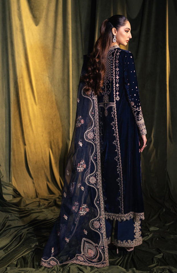 Qalamkar - Qalamkar Embroidered Velvet Suits Unstitched 3 Piece - Winter Collection - aubranz.com