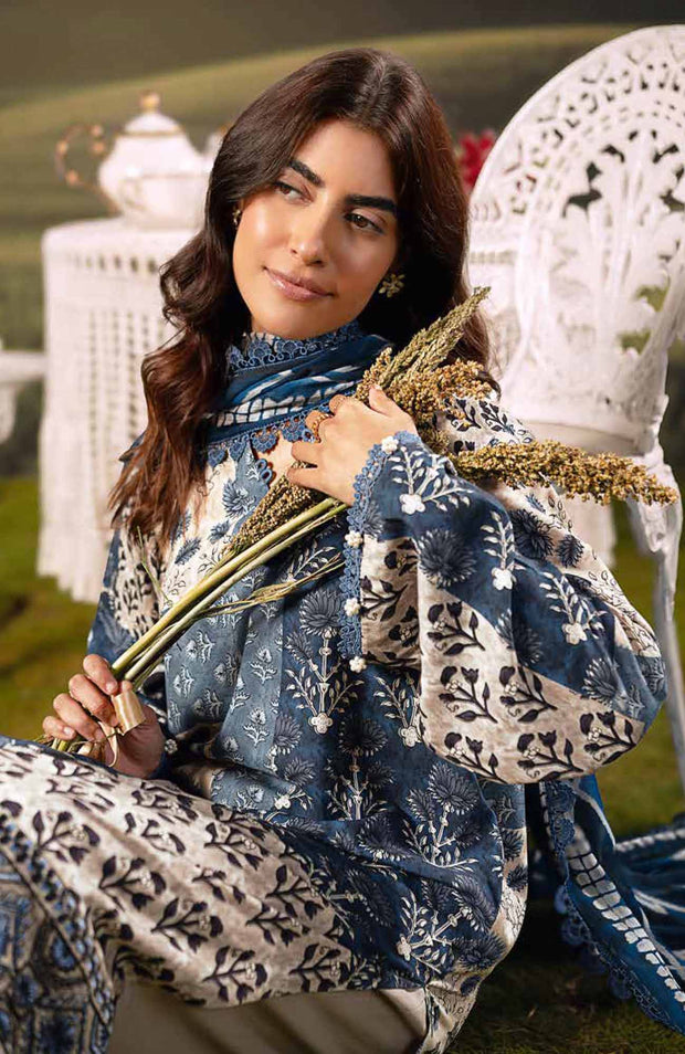 Mariab - M BASIC PRE-FALL CASUAL'25 BY MARIA B PRINTED ARABIC LAWN SUITS UNSTITCHED 3 PIECE - SUMMER COLLECTION - aubranz.com