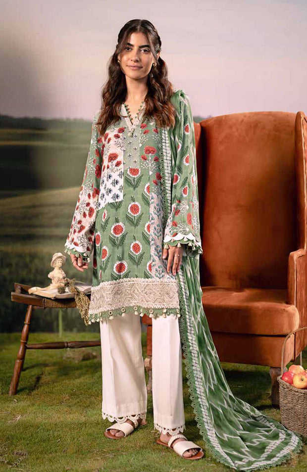 Mariab - M BASIC PRE-FALL CASUAL'25 BY MARIA B PRINTED ARABIC LAWN SUITS UNSTITCHED 3 PIECE - SUMMER COLLECTION - aubranz.com