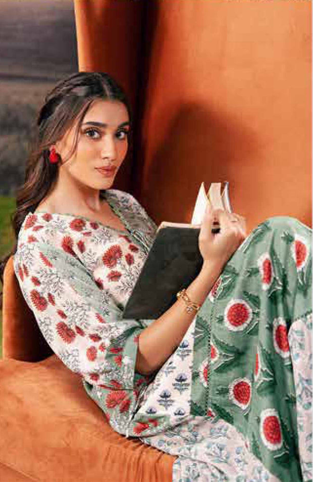 Mariab - M BASIC PRE-FALL CASUAL'25 BY MARIA B PRINTED ARABIC LAWN SUITS UNSTITCHED 3 PIECE - SUMMER COLLECTION - aubranz.com