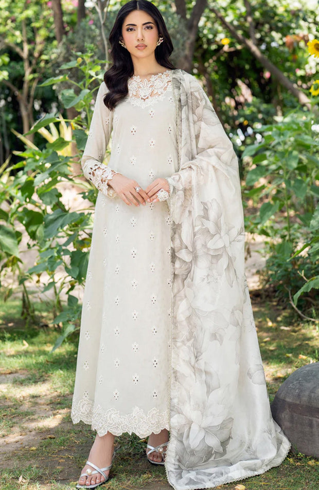 Zarif - Nura Textured Lawn'25 By Zarif Embroidered Suits Unstitched 3 Piece - Summer Collection - aubranz.com