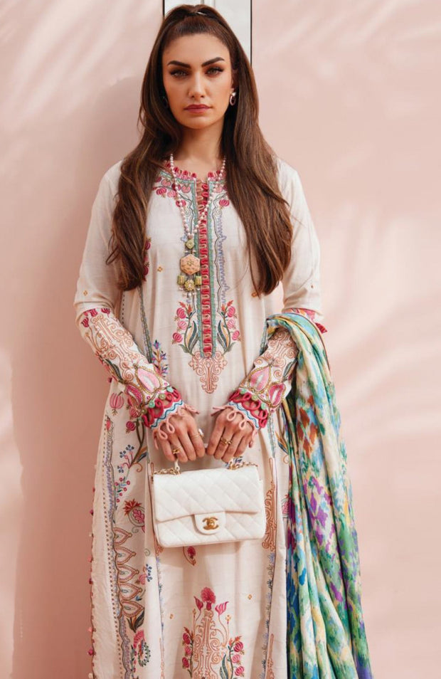 Fta - WES LUXURY LAWN'25 BY FARAH TALIB AZIZ EMBROIDERED SUITS UNSTITCHED 3 PIECE - SUMMER COLLECTION - aubranz.com