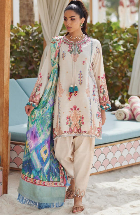 Fta - WES LUXURY LAWN'25 BY FARAH TALIB AZIZ EMBROIDERED SUITS UNSTITCHED 3 PIECE - SUMMER COLLECTION - aubranz.com