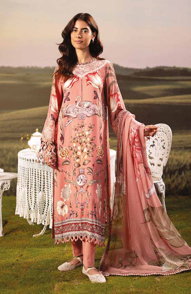 Mariab - M BASIC PRE-FALL CASUAL'25 BY MARIA B PRINTED ARABIC LAWN SUITS UNSTITCHED 3 PIECE - SUMMER COLLECTION - aubranz.com