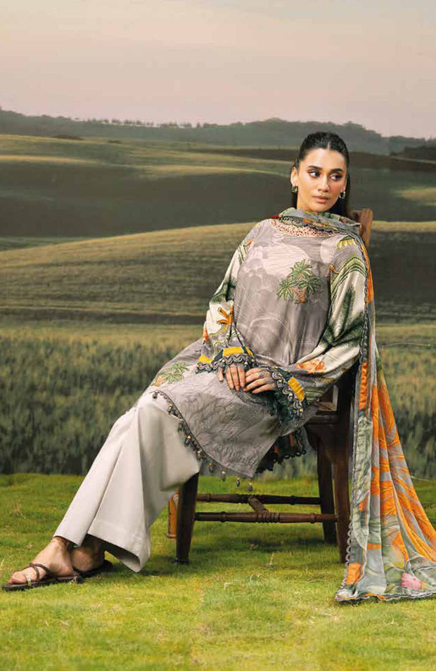 Mariab - M BASIC PRE-FALL CASUAL'25 BY MARIA B PRINTED ARABIC LAWN SUITS UNSTITCHED 3 PIECE - SUMMER COLLECTION - aubranz.com