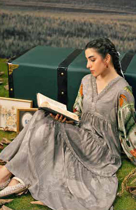 Mariab - M BASIC PRE-FALL CASUAL'25 BY MARIA B PRINTED ARABIC LAWN SUITS UNSTITCHED 3 PIECE - SUMMER COLLECTION - aubranz.com