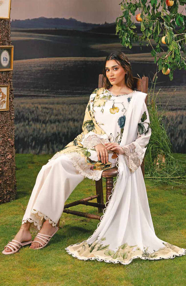 Mariab - M BASIC PRE-FALL CASUAL'25 BY MARIA B PRINTED ARABIC LAWN SUITS UNSTITCHED 3 PIECE - SUMMER COLLECTION - aubranz.com