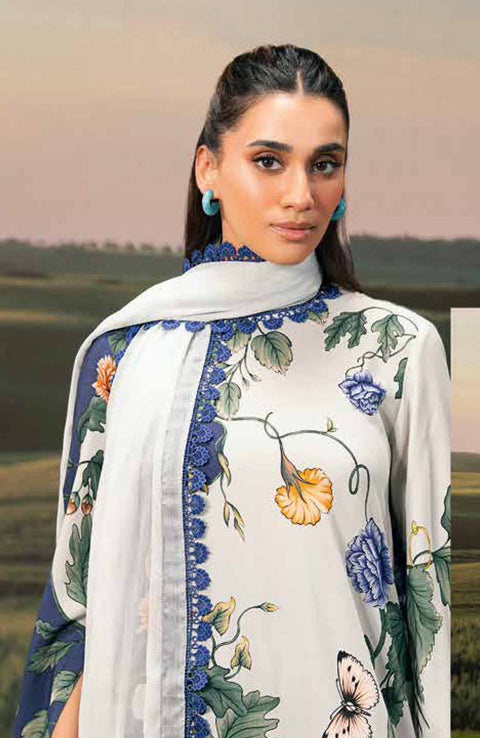 Mariab - M BASIC PRE-FALL CASUAL'25 BY MARIA B PRINTED ARABIC LAWN SUITS UNSTITCHED 3 PIECE - SUMMER COLLECTION - aubranz.com