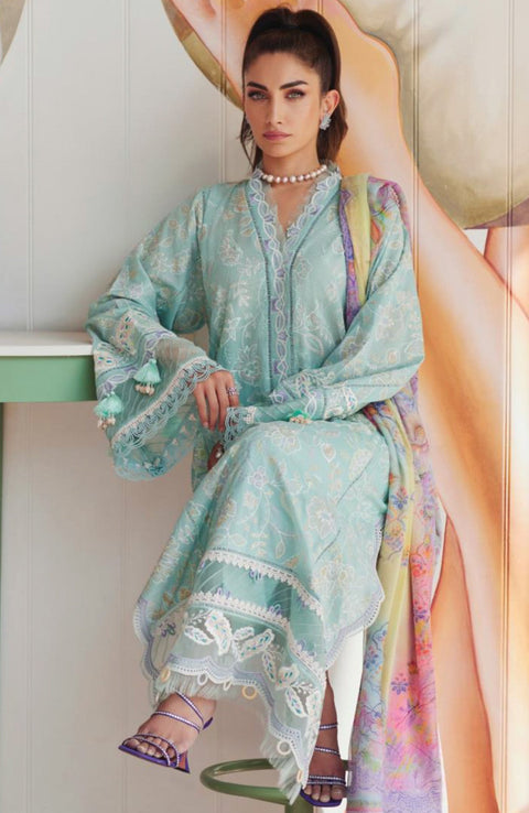 Fta - WES LUXURY LAWN'25 BY FARAH TALIB AZIZ EMBROIDERED SUITS UNSTITCHED 3 PIECE - SUMMER COLLECTION - aubranz.com