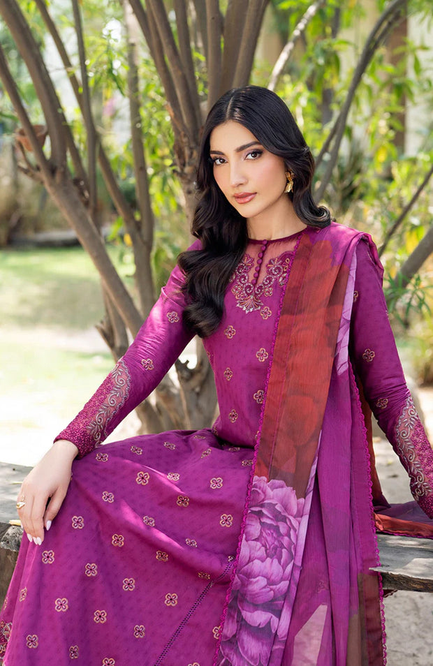 Zarif - Nura Textured Lawn'25 By Zarif Embroidered Suits Unstitched 3 Piece - Summer Collection - aubranz.com