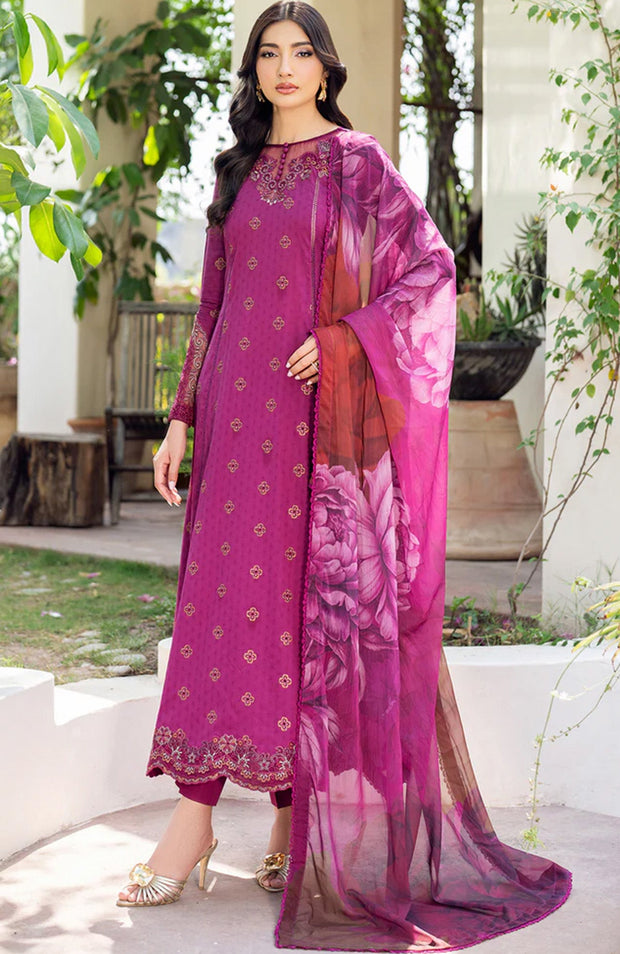 Zarif - Nura Textured Lawn'25 By Zarif Embroidered Suits Unstitched 3 Piece - Summer Collection - aubranz.com