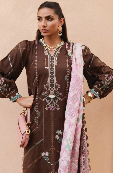 Fta - WES LUXURY LAWN'25 BY FARAH TALIB AZIZ EMBROIDERED SUITS UNSTITCHED 3 PIECE - SUMMER COLLECTION - aubranz.com