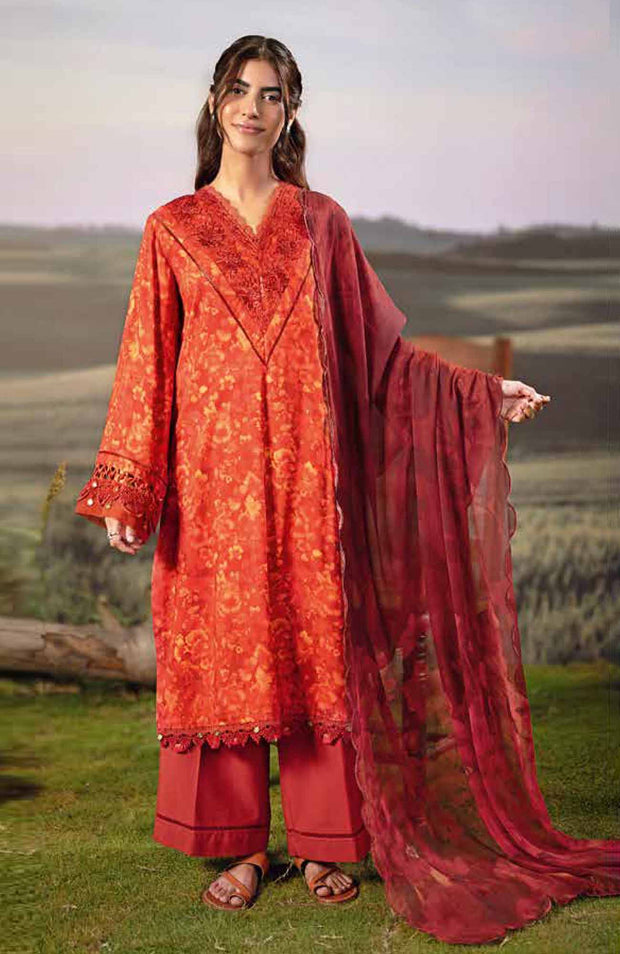 Mariab - M BASIC PRE-FALL CASUAL'25 BY MARIA B PRINTED ARABIC LAWN SUITS UNSTITCHED 3 PIECE - SUMMER COLLECTION - aubranz.com