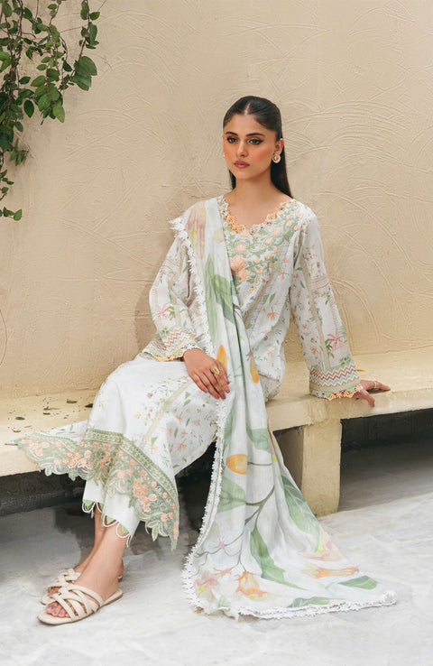 Abyaan - Aabyaan Shezlin Chikankari Lawn'25 Embroidered Suit Unstitched 3 Piece - Summer Collection - aubranz.com