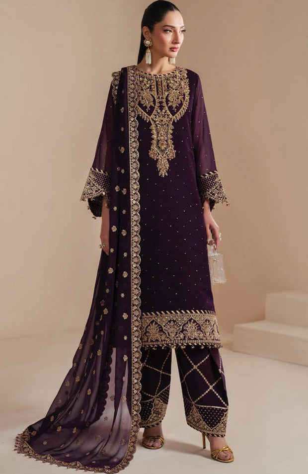 Alizehbybilal - Alizeh Reena Handcrafted Eid Edit'25 Embroidered Chiffon Suits Unstitched 3 Piece - Summer Collection - aubranz.com
