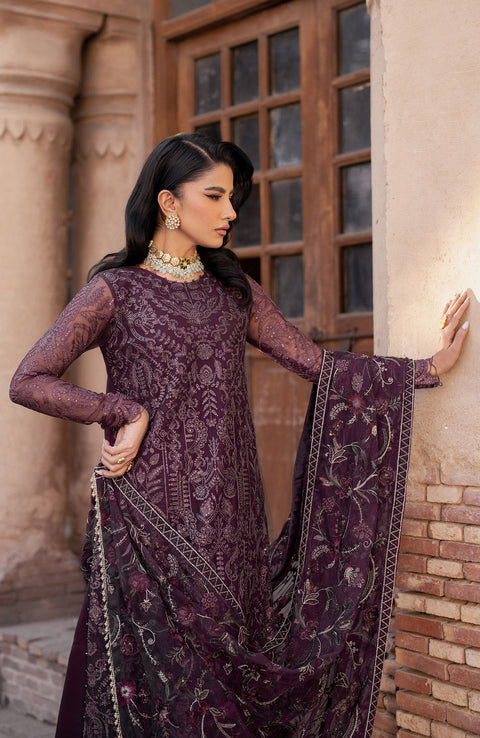 Zarif - SHEHNAI BY ZARIF EMBROIDERED NET SUITS UNSTITCHED 3 PIECE - FORMAL COLLECTION - aubranz.com
