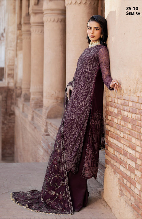 Zarif - SHEHNAI BY ZARIF EMBROIDERED NET SUITS UNSTITCHED 3 PIECE - FORMAL COLLECTION - aubranz.com