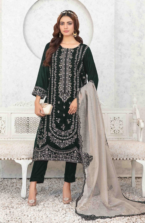 Tawakkalfabrics - VELVET REVERIE BY TAWAKKAL EMBROIDERED SUITS UNSTITCHED 3 PIECE - WINTER COLLECTION - aubranz.com