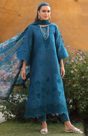 Sadiaasad - Noor Luxe Chikankari'25 Embroidered Lawn Suit Unstitched 3 Piece - Summer Collection - aubranz.com