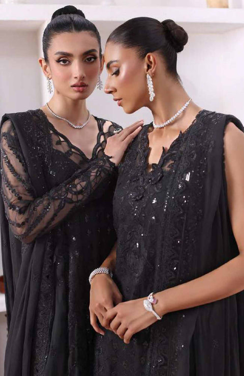 Sadiaasad - De Luxe'24 Noor By Saadia asad Embroidered Chiffon Suit Unstitched 3 Piece - aubranz.com