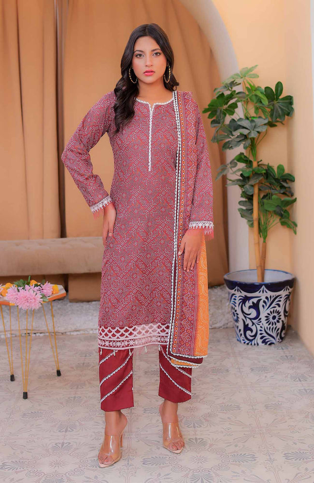Abtextiles - Meerub Ikat Vol 2 Wrinkle Free Collection'25 By Ab Textile Embroidered Lawn Suit Unstitched 3 Piece - Summer Collection - aubranz.com