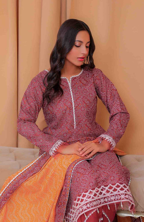 Abtextiles - Meerub Ikat Vol 2 Wrinkle Free Collection'25 By Ab Textile Embroidered Lawn Suit Unstitched 3 Piece - Summer Collection - aubranz.com