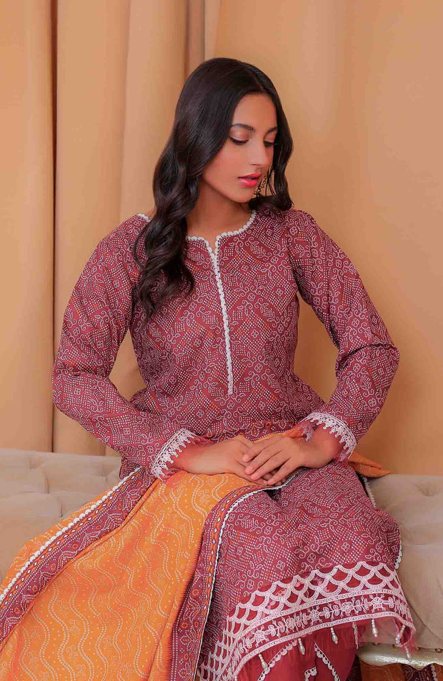 Abtextiles - Meerub Ikat Vol 2 Wrinkle Free Collection'25 By Ab Textile Embroidered Lawn Suit Unstitched 3 Piece - Summer Collection - aubranz.com