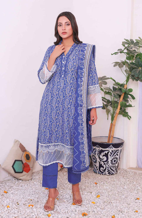 Abtextiles - Meerub Ikat Wrinkle Free Collection'25 By Ab Textiles Embroidered Lawn Suit Unstitched 3 Piece - Summer Collection - aubranz.com