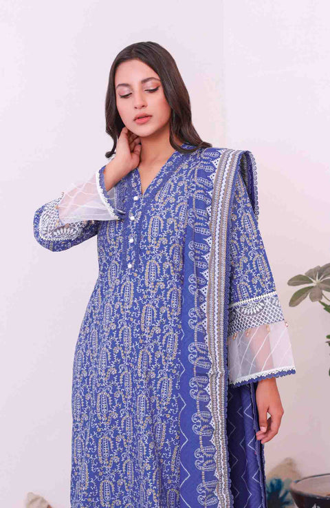 Abtextiles - Meerub Ikat Wrinkle Free Collection'25 By Ab Textiles Embroidered Lawn Suit Unstitched 3 Piece - Summer Collection - aubranz.com