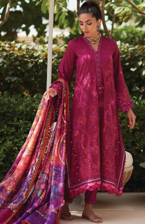 Fta - WES LUXURY LAWN'25 BY FARAH TALIB AZIZ EMBROIDERED SUITS UNSTITCHED 3 PIECE - SUMMER COLLECTION - aubranz.com