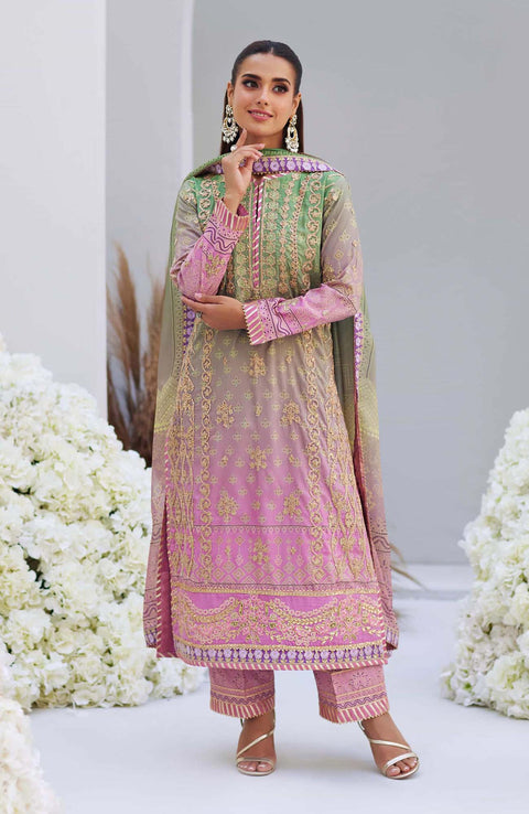 Mina_Hasan - Mina Hasan Embroidered Raw Silk Suit Unstitched 3 Piece Leila - Formal Collection - aubranz.com