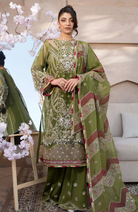 Elaf - Celebrations by Elaf Embroidered Organza Suit Unstitched 4 Piece - Formal Collection - aubranz.com