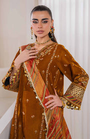 Baroque - EMBROIDERED VELVET COLLECTION'24 BY BAROQUE UNSTITCHED 3 PIECE SUIT WINTER COLLECTION - aubranz.com