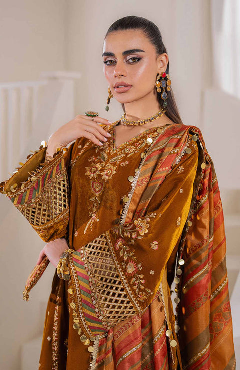 Baroque - EMBROIDERED VELVET COLLECTION'24 BY BAROQUE UNSTITCHED 3 PIECE SUIT WINTER COLLECTION - aubranz.com