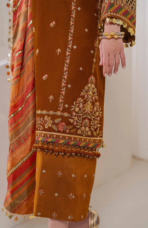 Baroque - EMBROIDERED VELVET COLLECTION'24 BY BAROQUE UNSTITCHED 3 PIECE SUIT WINTER COLLECTION - aubranz.com