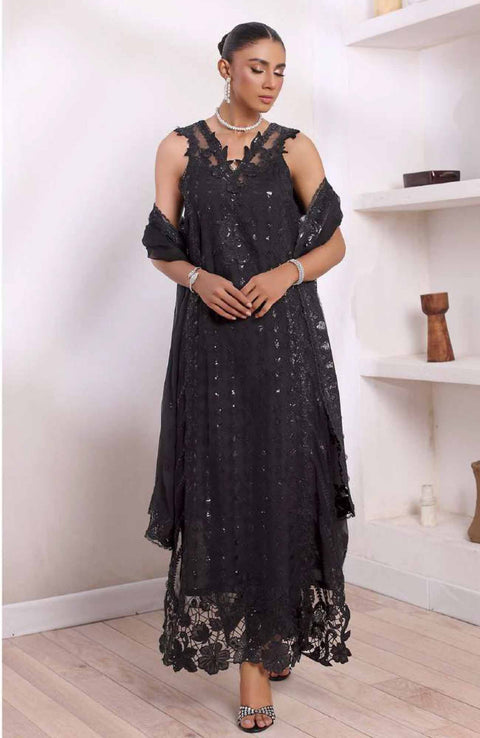 Sadiaasad - De Luxe'24 Noor By Saadia asad Embroidered Chiffon Suit Unstitched 3 Piece - aubranz.com