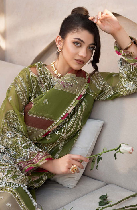 Elaf - Celebrations by Elaf Embroidered Organza Suit Unstitched 4 Piece - Formal Collection - aubranz.com