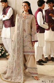 Nureh - Jhoomro By Nureh Embroidered Organza Suit Unstitched 3 Piece - aubranz.com