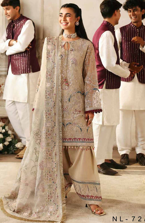 Nureh - Jhoomro By Nureh Embroidered Organza Suit Unstitched 3 Piece - aubranz.com