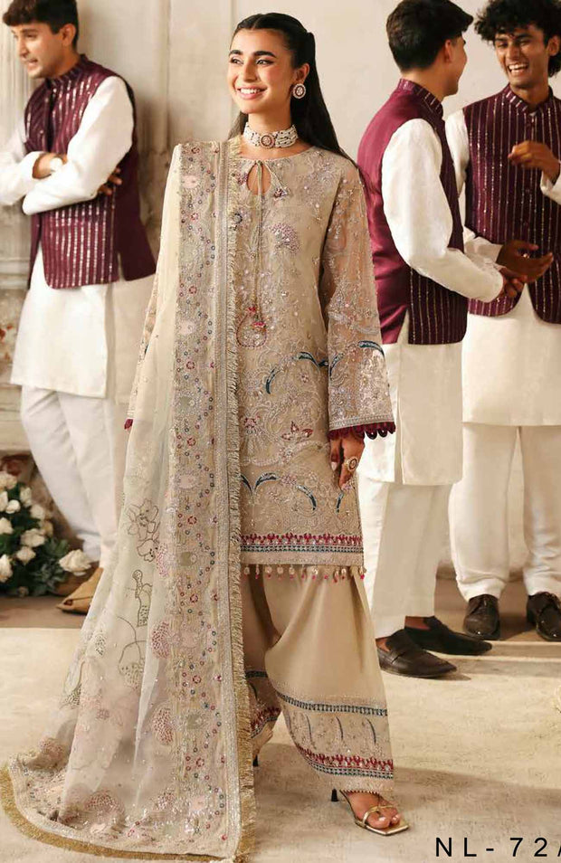 Nureh - Jhoomro By Nureh Embroidered Organza Suit Unstitched 3 Piece - aubranz.com