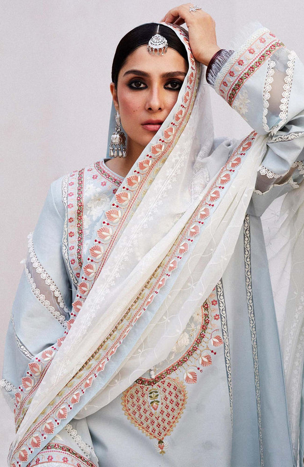 Zara_Shahjahan - Lawn Unstitched'24 By Zara Shahjahan Embroidered Lawn Suit Unstitched 3 Piece LUZS24L 1A - Summer Collection - aubranz.com