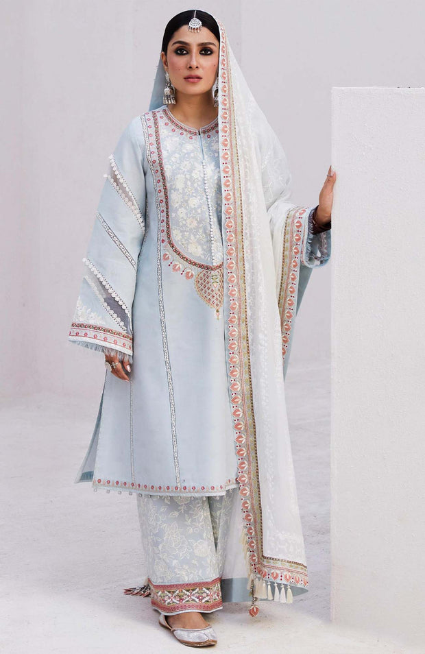 Zara_Shahjahan - Lawn Unstitched'24 By Zara Shahjahan Embroidered Lawn Suit Unstitched 3 Piece LUZS24L 1A - Summer Collection - aubranz.com