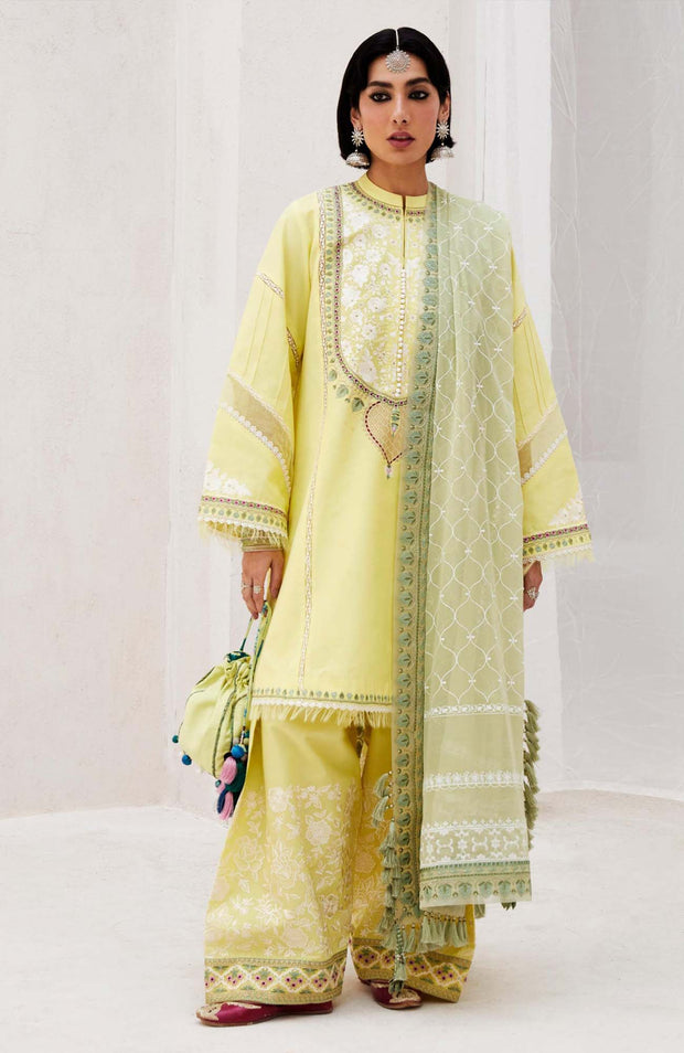 Zara_Shahjahan - Lawn Unstitched'24 By Zara Shahjahan Embroidered Lawn Suit Unstitched 3 Piece LUZS24L 1A - Summer Collection - aubranz.com