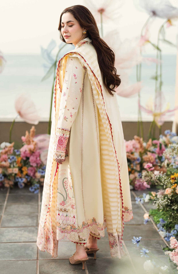 Qalamkar - Qalamkar Sahil Luxury Lawn'25 Embroidered Suit Unstitched 3 Piece - Summer Collection - aubranz.com