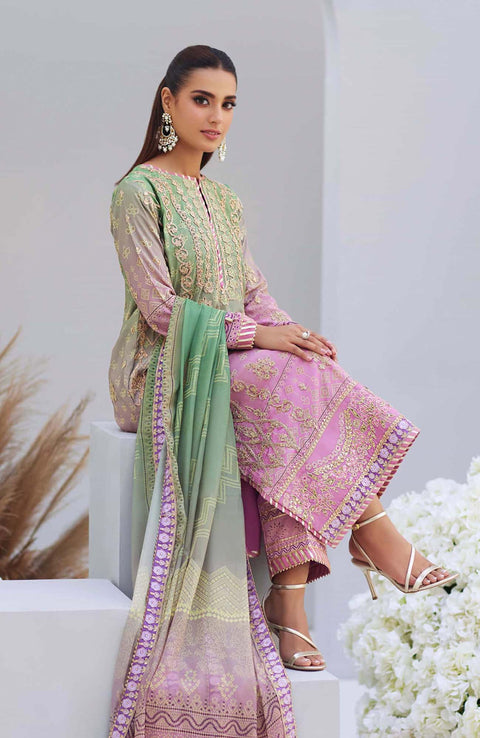 Mina_Hasan - Mina Hasan Embroidered Raw Silk Suit Unstitched 3 Piece Leila - Formal Collection - aubranz.com
