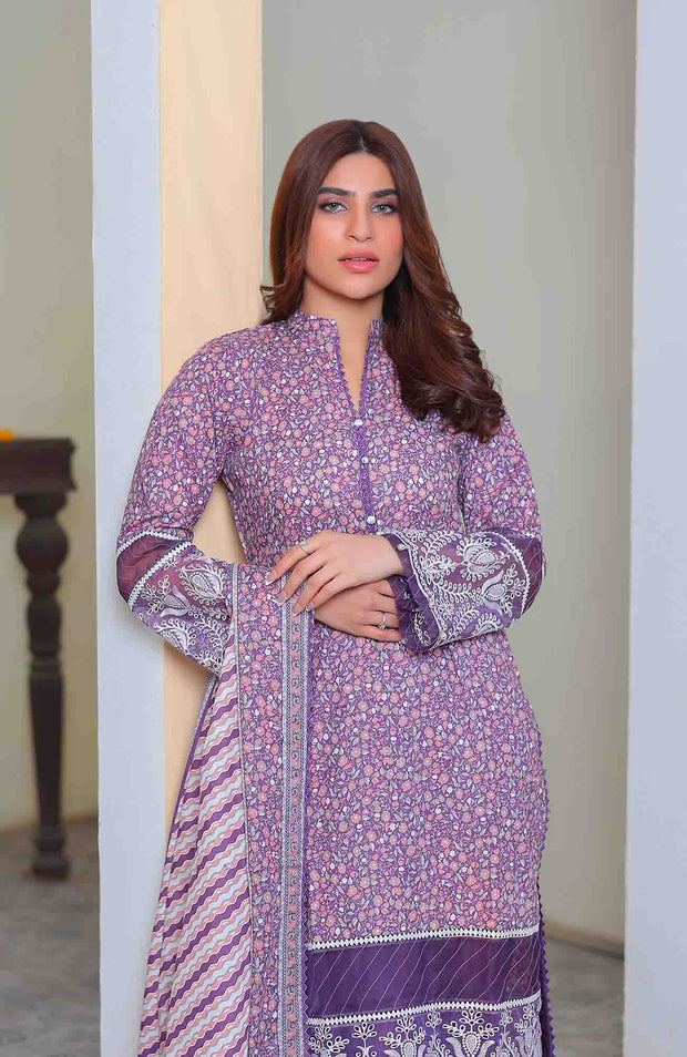 Abtextiles - Meerub Ikat Vol 2 Wrinkle Free Collection'25 By Ab Textile Embroidered Lawn Suit Unstitched 3 Piece - Summer Collection - aubranz.com